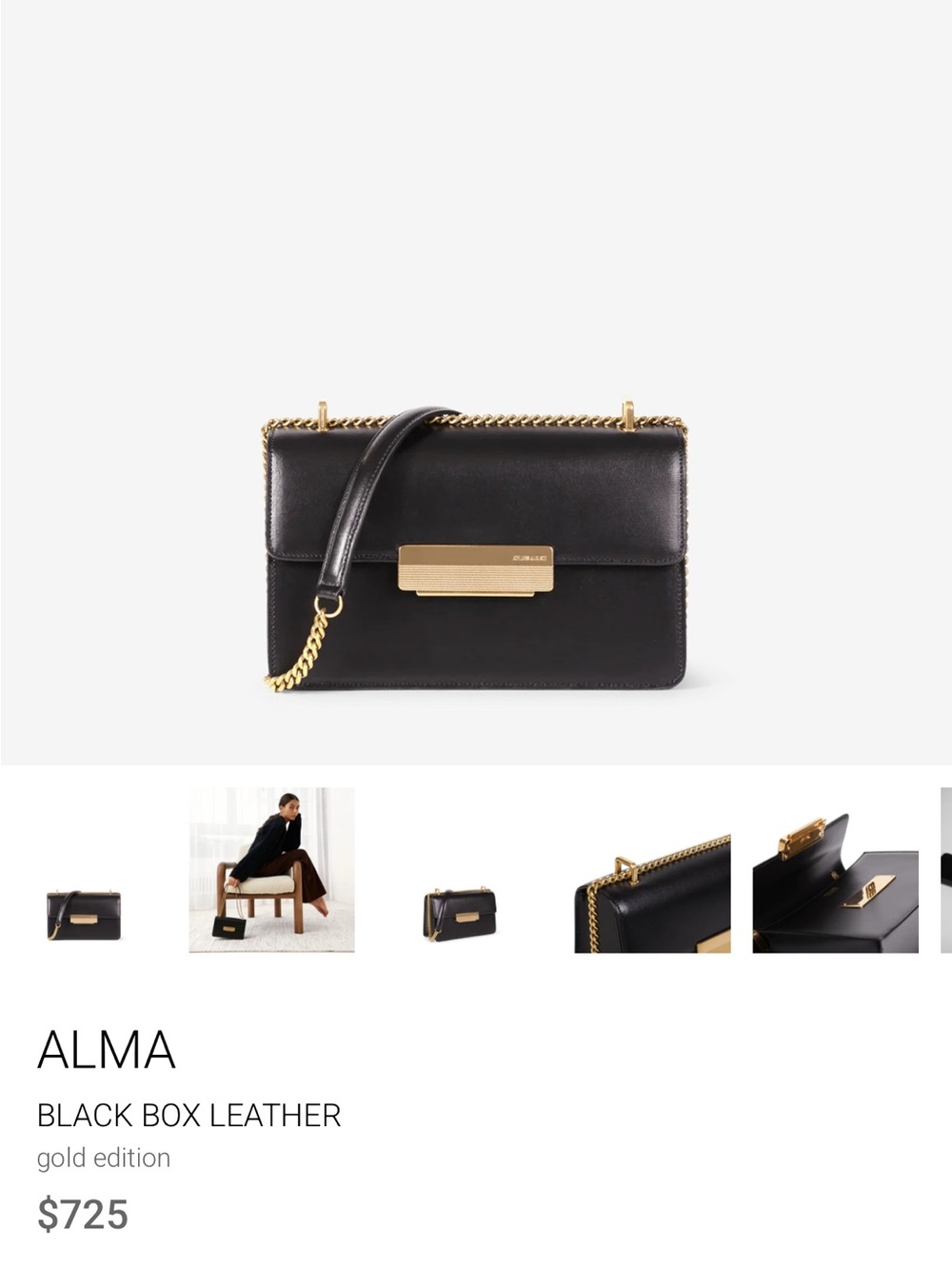Black Box Leather Shoulder Bag - Gold Hardware